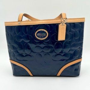 Coach Navy Signature C Bubble Vinyl Tote